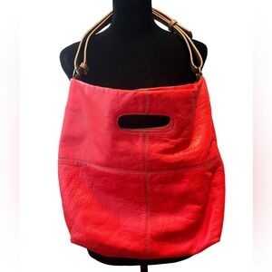 Barr + Barr red pebble leather shoulder bag with adjustable strap
